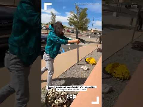 Suspect shoots and wounds artist after altercation at rally for New Mexico statue