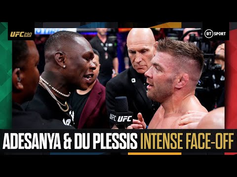 Israel Adesanya and Dricus Du Plessis come face-to-face in bad tempered encounter at #UFC290