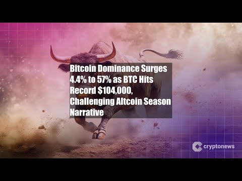 Bitcoin Dominance Surges 4.4% to 57% as BTC Hits Record $104,000,