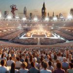 A high-definition, realistic photo of an extraordinary crowd gathered for the opening ceremony of a major international sporting event in 2024, located in a city renowned for its iconic landmarks, such as an iron lattice tower and a gothic cathedral. The audience is a mix of people of all ages, genders and descents, including Caucasian, Hispanic, Black, Middle-Eastern, and South Asian, reflecting the global attraction of the event. The venue is bathed in bright lights and the atmosphere is brimming with excitement.