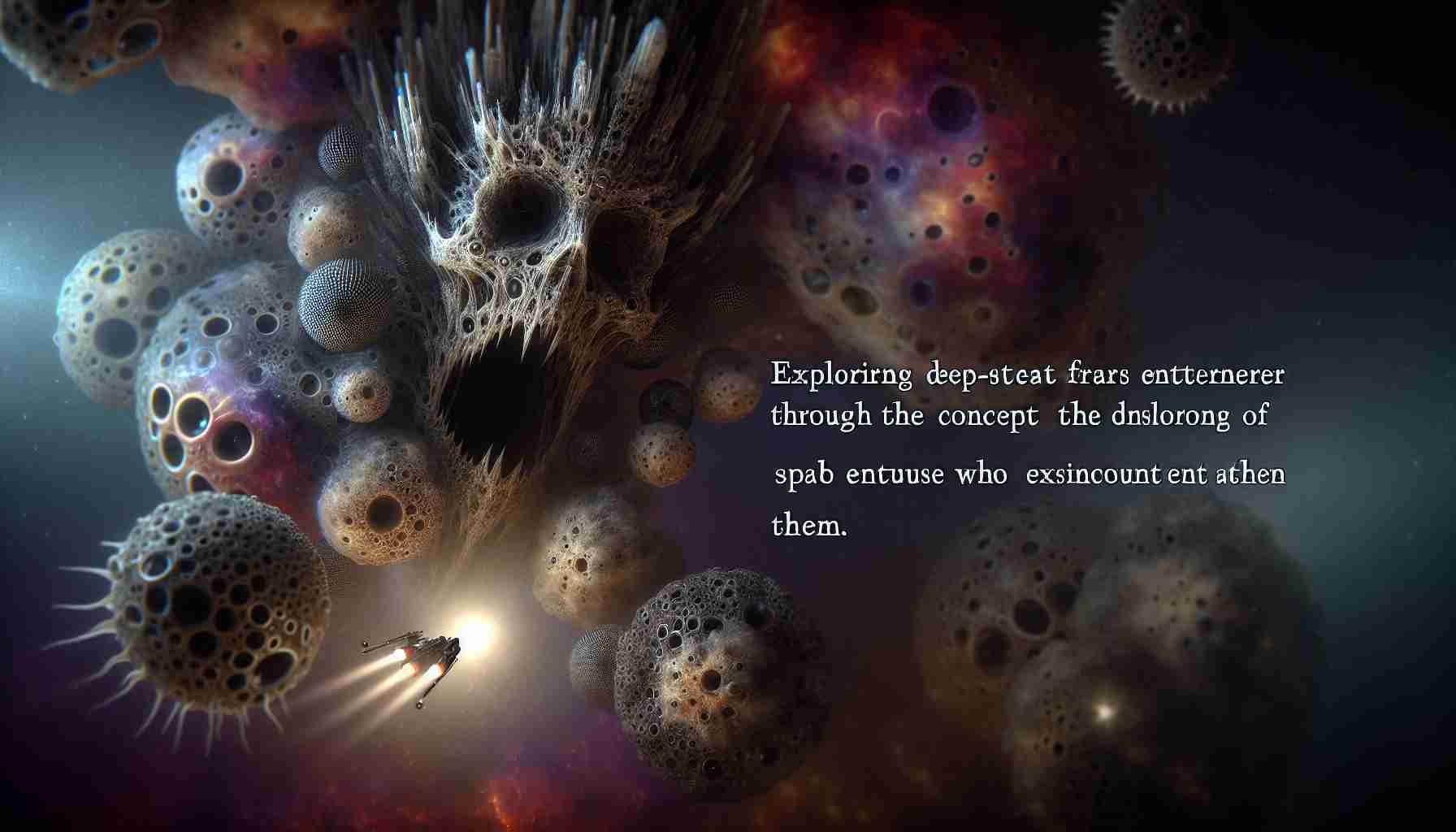 Produce a realistic, high-definition image depicting the essence of exploring deep-seated fears through the concept of 'Cosmic Creatures.' This may include ominous, space-dwelling entities that embodies these fears and the sense of trepidation and awe they inspire in those who encounter them.