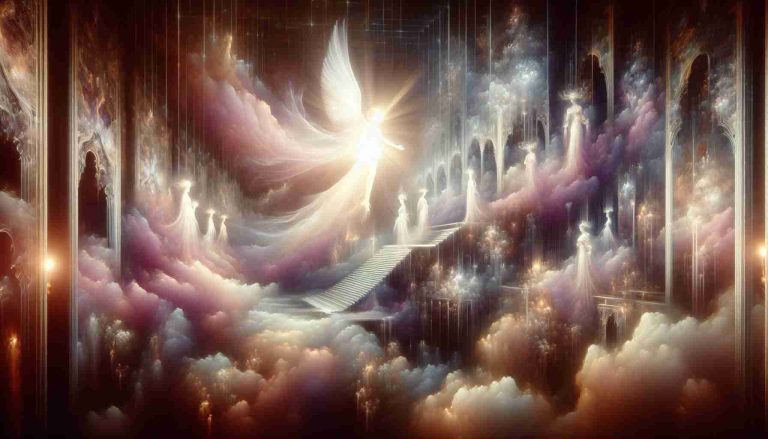 A highly detailed and realistic high-definition image portraying the concept of 'Ethereal Elegance' rising. The scene should depict an enchanting scene filled with soft pastel shades. Glimpses of ethereal figures emanating a luminous glow may be visible among an ambient setting of cloud-like structures and delicate floral elements. The figures could be dressed in flowing, elegant attire, their poses exuding gracefulness. Incorporating subtle symbols of elegance, such as intricate jewelry or lavish fabrics, could build on the theme. A gradual ascent, possibly represented by a stairway, upward reaching branches, or a beam of light leading upwards, could signify the rise.