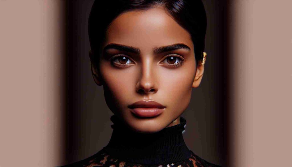 Generate a high-definition, realistic image of exploring societal perceptions theme featuring an ambiguous Latin actress. This actress should share physical traits with generic Latin actresses such as dark brown hair, olive skin, and distinctively sharp features.