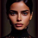 Generate a high-definition, realistic image of exploring societal perceptions theme featuring an ambiguous Latin actress. This actress should share physical traits with generic Latin actresses such as dark brown hair, olive skin, and distinctively sharp features.