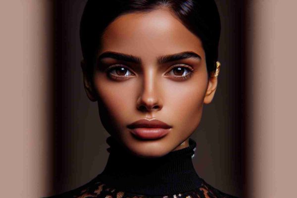 Generate a high-definition, realistic image of exploring societal perceptions theme featuring an ambiguous Latin actress. This actress should share physical traits with generic Latin actresses such as dark brown hair, olive skin, and distinctively sharp features.