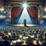 A realistic, high-definition illustration capturing the essence of Spanish Literature, with particular focus on an anonymous author receiving recognition, emphasized by a bright spotlight shining down. The setting is a grand auditorium filled with an eager audience, reverberating with applause. The stage is beautifully decorated with elements of Spanish culture to signify the renowned Spanish Literary world, while stacks of books adorn the scene, symbolizing the voluminous contributions to literature.