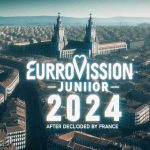 Realistic high-definition image of Spain, showcasing its architecture and cultural elements, overlaid with text stating 'Eurovision Junior 2024 To Be Hosted Here, After Decline by France'. The text should be in a prominent, stylistic font that evokes the excitement of the upcoming event.