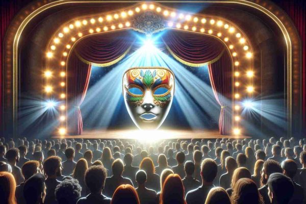 Realistic high definition image of a show titled 'Mask Singer', wherein a surprise revelation occurs when a performer's mask is unmasked. The performer, whose identity was until this point a mystery, stands under the spotlight on a grand and vividly decorated stage. The crowd, filled with enthusiastic spectators, gasps in surprise and excitement, reflecting the unfolding moment of unexpected discovery.