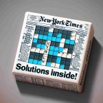 An ultra-high definition, realistic representation of a mini crossword puzzle from New York Times. The crossword gives a sense of being stuck or challenging. Below the crossword, have text saying 'Solutions Inside!' in an inviting, attention-grabbing style.