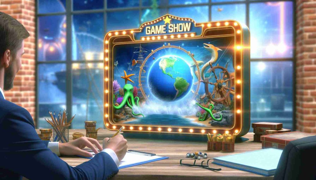 Creating a realistic HD image of a fictional game show set after the theme of maritime creatures. The game show has risen to become a globally recognized phenomenon. The question is, has the game show surpassed its own reputation with its second season?