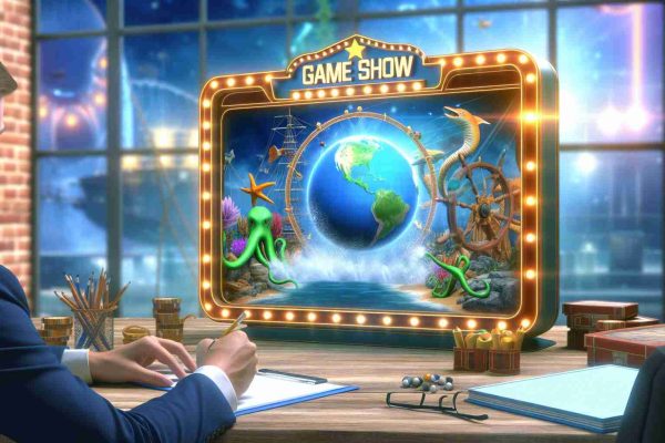 Creating a realistic HD image of a fictional game show set after the theme of maritime creatures. The game show has risen to become a globally recognized phenomenon. The question is, has the game show surpassed its own reputation with its second season?