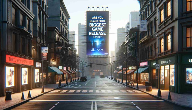 A realistic, high-definition image illustrating the anticipation for a major game release. Streets are empty as everyone is at home waiting for the launch. Billboards, shop signs, and other public advertisements are boldly declaring the expectations: 'Are You Ready for the Biggest Game Release Ever?'. The city is bathed in a soft evening light, creating a sense of suspense and excitement.