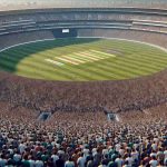 A high-quality, realistic image of an unprecedented number of spectators at a grand cricket ground. The ground is filled almost beyond capacity by a diverse audience with a sense of excitement palpable in the air. Every corner of the stadium, from the stands to the field, echoes the enthusiasm for the event. Let the scale and grandeur of the crowd in this image convey the impressive numbers.