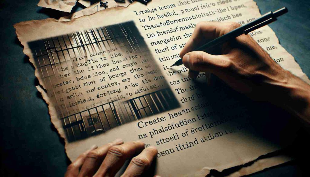 Create a realistic HD image of written letters, possessing a poignant, emotional vibe. The letters are coming from the depths of a prison, and they hint at a transformational story capable of riveting audiences on screen. Please keep in mind that the photographic realism of the image conveys the raw intensity and inherent drama linked with such narratives.