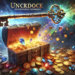 An in-depth, high-definition image portraying 'Unlock Incredible Rewards!'. It features a vibrant scene with a detailed, intricately designed key symbolizing 'unlock'. The 'incredible rewards' could be represented by a treasure chest overflowing with various types of riches such as gold coins, sparkling gemstones, and exotic artifacts. Added emphasis on the feeling of excitement and adventure, perhaps through the use of dramatic lighting and compelling colors, conveying a sense of awe and desire.