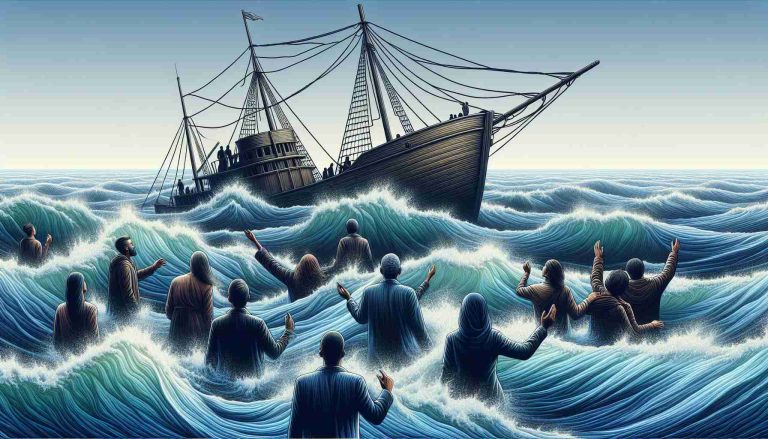 Generate a high-definition, realistic image that symbolizes the concept of interest rates holding steady, thus providing a sense of relief for borrowers. This may include imagery like a static ship amidst the turbulent sea representing steady rates, and people expressing relief, possibly in the form of borrowers from various descents such as Caucasian, Hispanic, and Middle-Eastern genders equally divided.