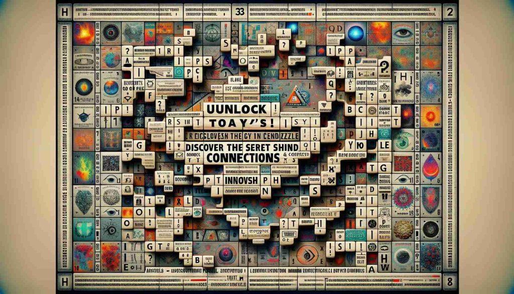 Generate a high-resolution, realistic image of an intriguing puzzle, waiting to be solved. There are cryptic phrases and images hinting at secrets and connections hidden within it. The words 'Unlock Today's Puzzle! Discover the Secrets Behind Connections' are prominently displayed, inviting viewers to delve into the mysteries it contains.