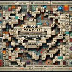 Generate a high-resolution, realistic image of an intriguing puzzle, waiting to be solved. There are cryptic phrases and images hinting at secrets and connections hidden within it. The words 'Unlock Today's Puzzle! Discover the Secrets Behind Connections' are prominently displayed, inviting viewers to delve into the mysteries it contains.