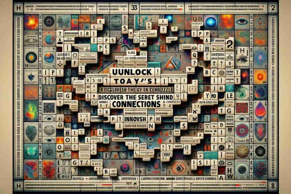 Generate a high-resolution, realistic image of an intriguing puzzle, waiting to be solved. There are cryptic phrases and images hinting at secrets and connections hidden within it. The words 'Unlock Today's Puzzle! Discover the Secrets Behind Connections' are prominently displayed, inviting viewers to delve into the mysteries it contains.