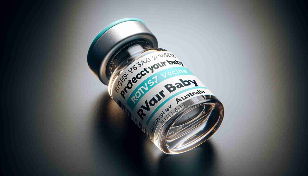 Detailed, realistic HD photo of a lifesaving RSV Vaccine named 'Protect Your Baby', suggesting urgency due to dwindling time. The vaccine is from Australia, and it is presented with clear, visible labels and markings to emphasize its origin and purpose.