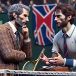 A high-definition, realistic image portraying an unexpected coaching drama scene within a tennis context. Two male tennis players, who are not recognizable public figures, exhibit a unique relationship. One player possesses traits associated with an Eastern European descent, and the other signifies a Scottish descent. They can be seen in an intense discussion by the court-side, indicating a coaching disagreement or strategy planning.