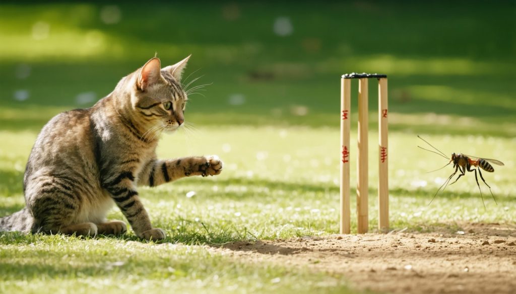 Close Calls and Cat Surprises: An Unpredictable Cricket Clash